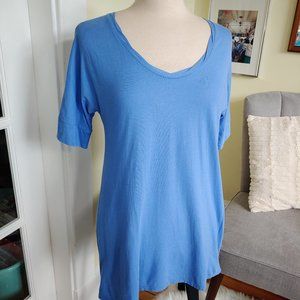 J.Jill | Dusty Light Blue Twisted Trim Tee Shirt Tunic | S